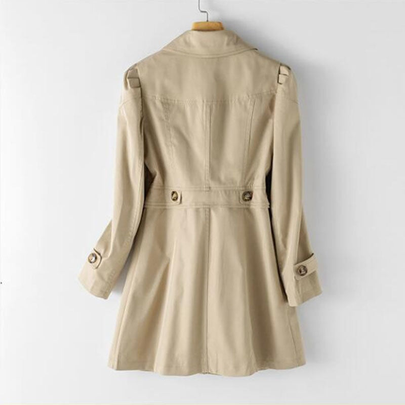 Elena - dames trenchcoat met enkelvoudige rij knopen - middellang